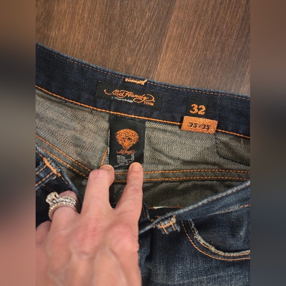Vintage Ed Hardy Jeans 2000'S Y2K Death Before Dishonor Baggy Denim RARE - Picture 4 of 11